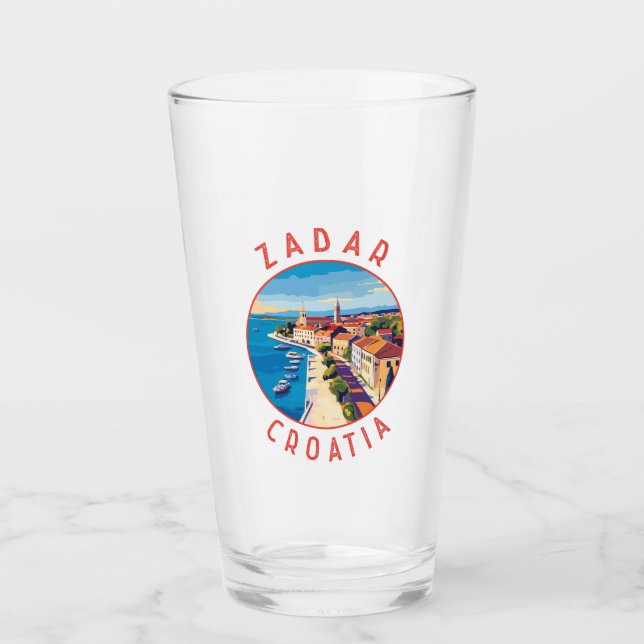 Verre Zadar Croatie Cercle en détresse rétro (Devant)