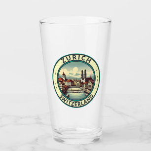 Verre Zurich Suisse Illustration Insigne d'art de voyage