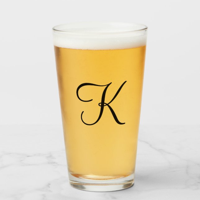 Verres à boire à motif monogramme noir personnalis (Devant (rempli))