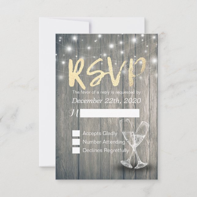 Verres à champagne pour RSVP de mariage Guirlandes (Devant)