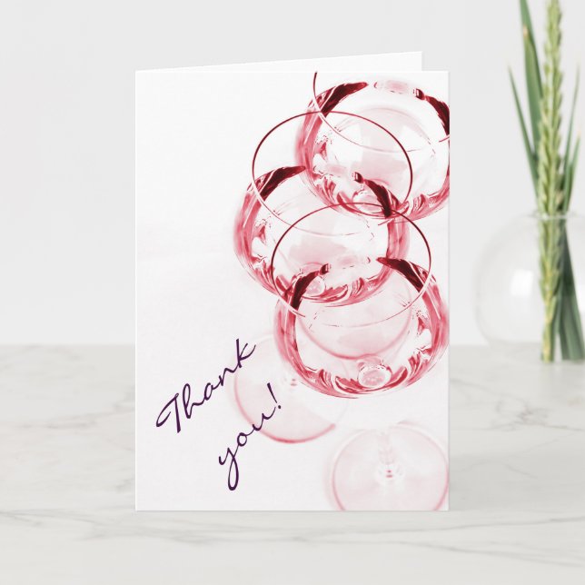 Verres à vin carte de remerciements à thème vin (Devant)