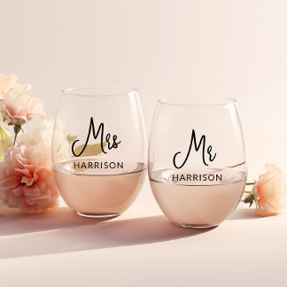 Verres à vin personnalisés Mr & Mrs