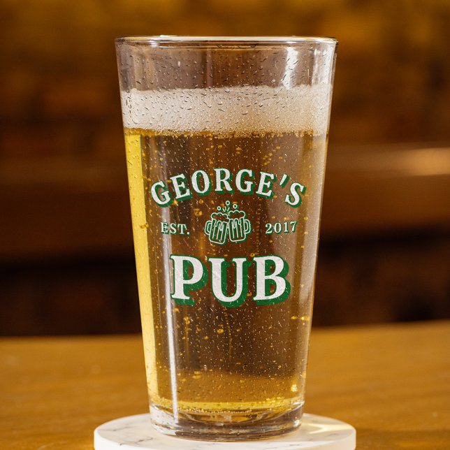 Verres de bière verte Votre Pub Année Établie (Créateur téléchargé)