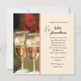 Verres de vin romantiques et faire-part de mariage