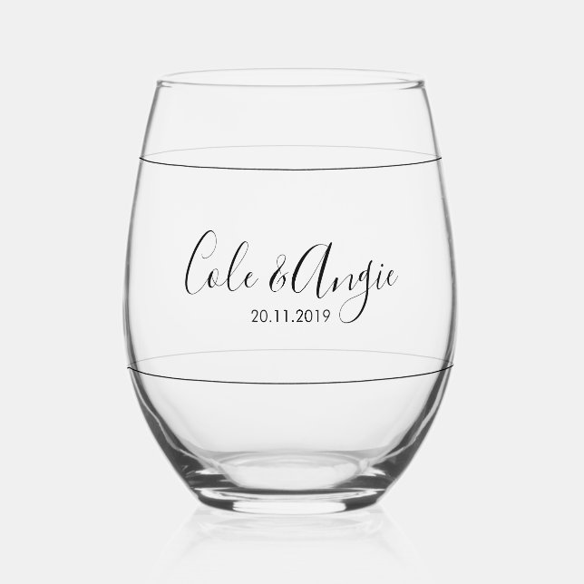 Verres minimalistes Mariages avec lignes (Recto)