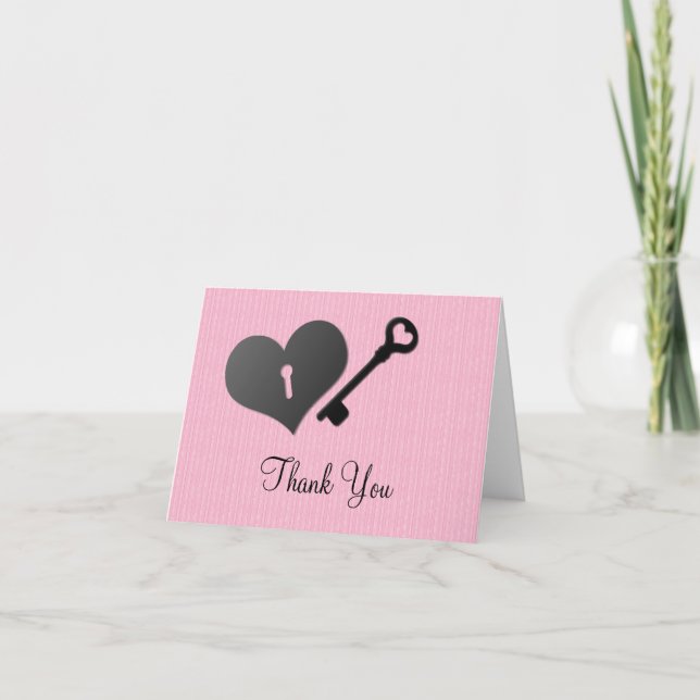 Verrouillage du coeur rose et Carte de remerciemen (Devant)