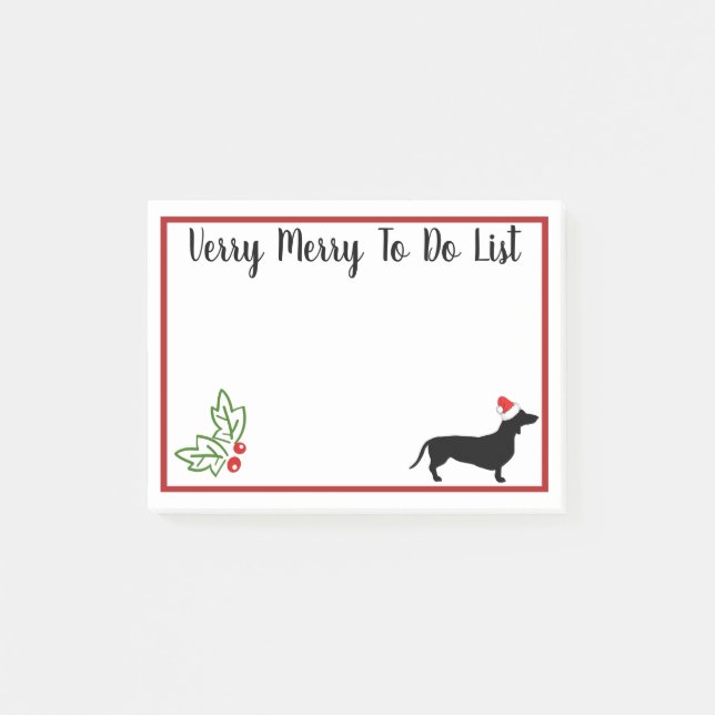 Verry Merry Christmas Dachshund To Do List Post-it Notes (Front)