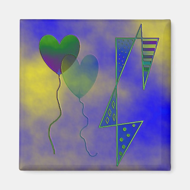 "Vers la lune avec amour" Magnet Carré de 2 pouces (Devant)