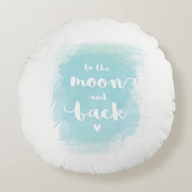 "Vers la lune" calligraphie bleue coussin d'aquare (Devant)