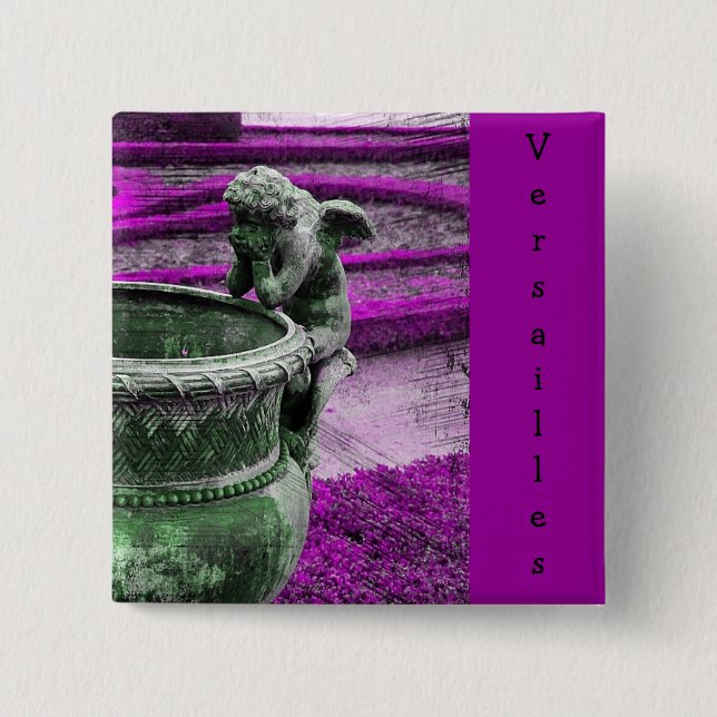 Versailles Angel Grunge 2 Inch Square Button (Front)