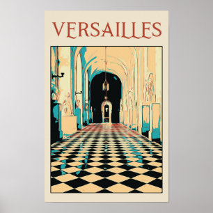 Versailles château illustration France Postcard Poster