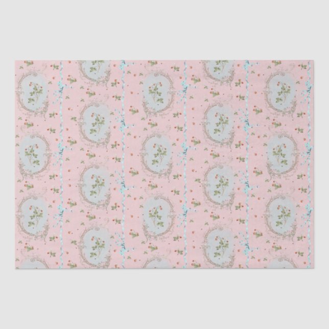Versailles Strawberrys & Ribbons Pink  Tissue Paper (Front)