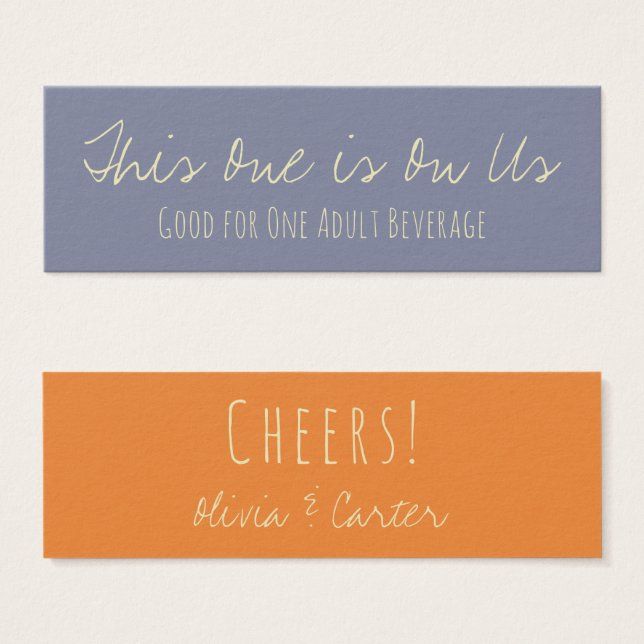 Versatile Drink Tickets in Cream, Orange & Steel (Front & Back)