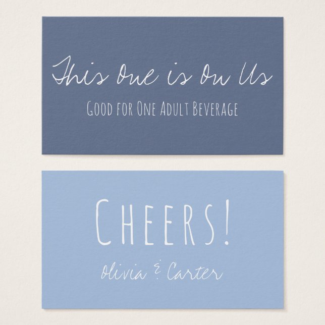 Versatile Drink Tickets in Two-Toned Blues (Front & Back)