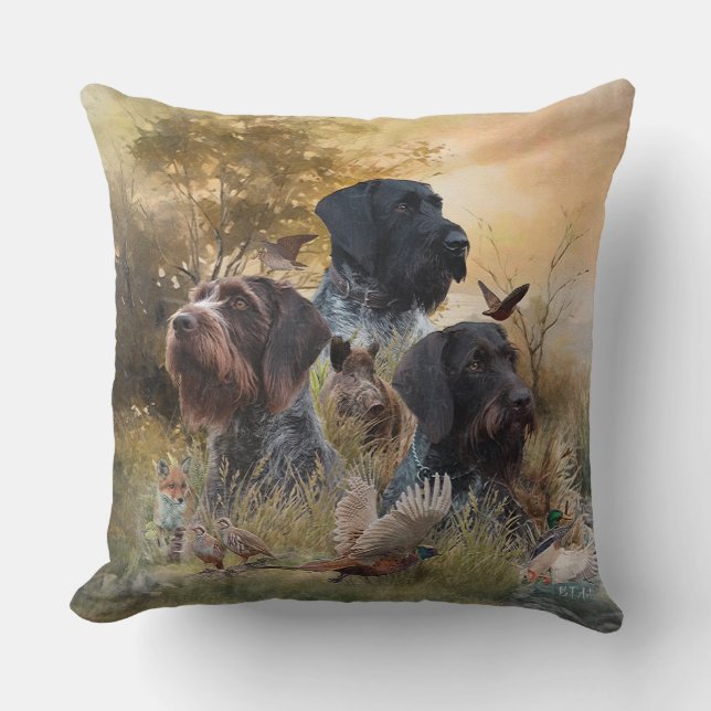 Versatile Hunting Dogs Throw Pillow (Front)