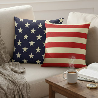 Versatile Patriotism: Stars & Stripes Reversible Throw Pillow