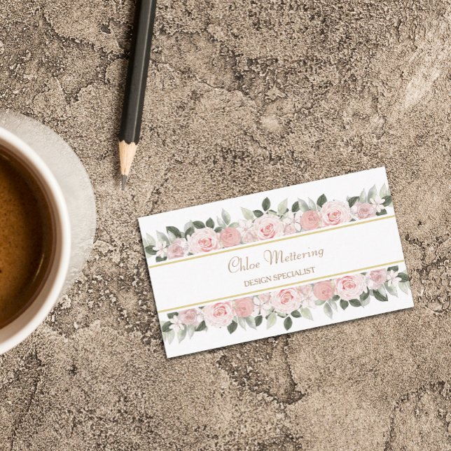 Versatile Pink Roses Floral Border Business Card (Creator Uploaded)