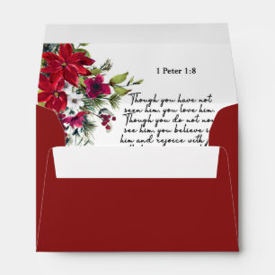 Verse Bible Enveloppe Poinsettia de Noël