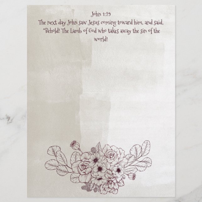 verse John 1:29 /Lamb of God Letterhead (Front)