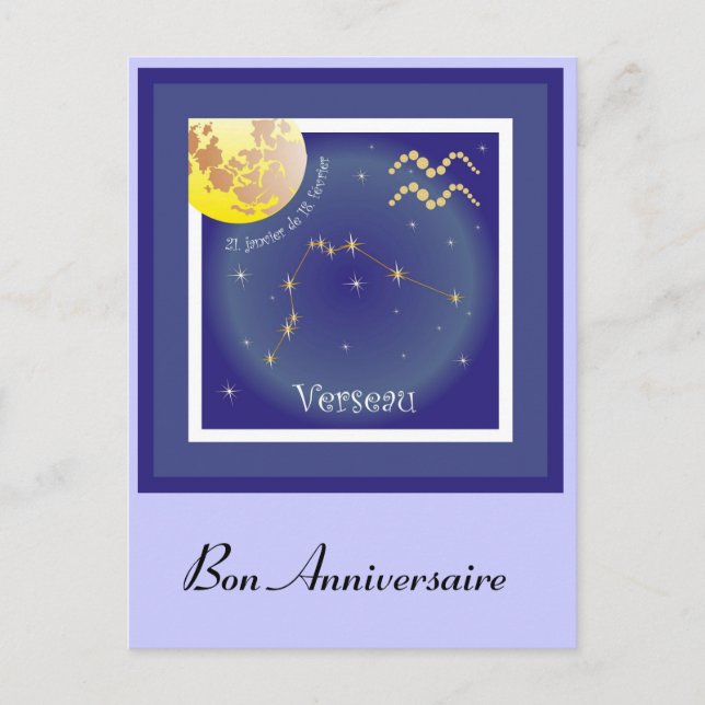 Verseau 21 janvier au 18 février Postkarte Postcard (Front)