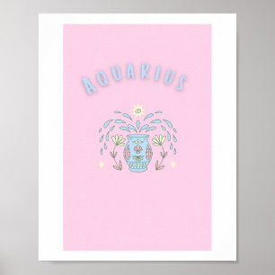 Verseau Aquarius rose, impression signe du zodiaqu