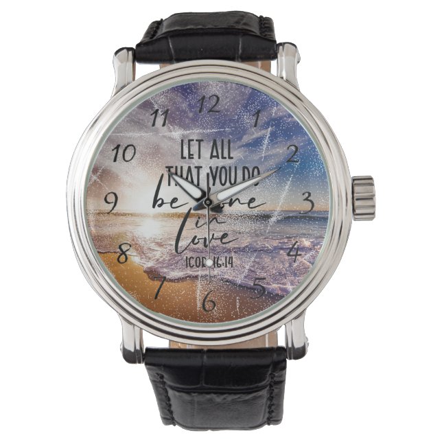 Verset Bible Montre En Cuir (devant)