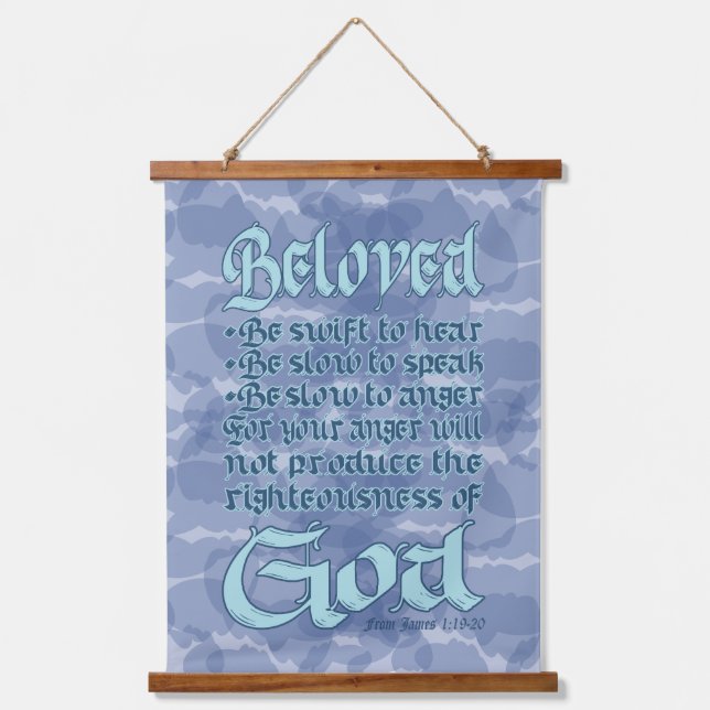Verset biblique James 1:19-20 Bois Top Tapisserie  (Recto)