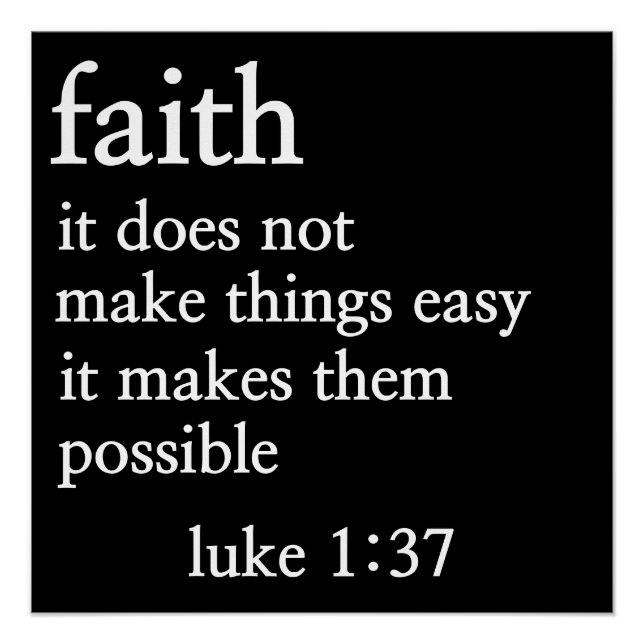 verset de la bible de foi luke 1:37 affiche (Devant)