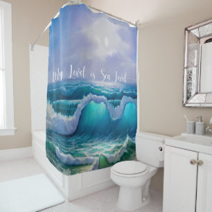 Version 2 Sea Level Beach - Ocean  Shower Curtain