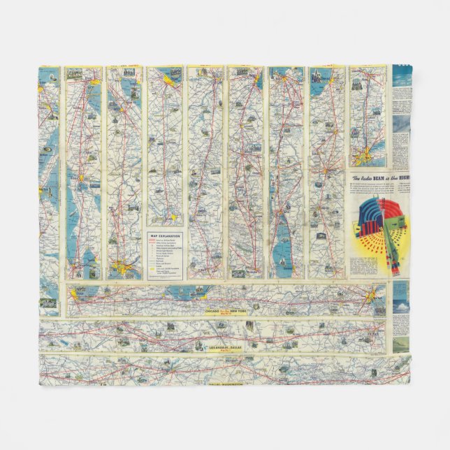 Verso American Airlines system map Fleece Blanket (Front (Horizontal))