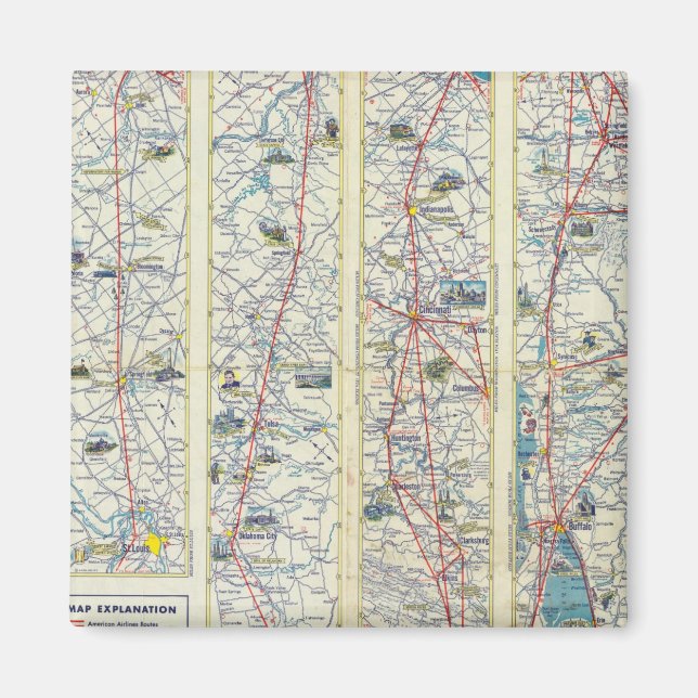 Verso American Airlines system map Magnet (Front)