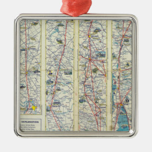 Verso American Airlines system map Metal Ornament