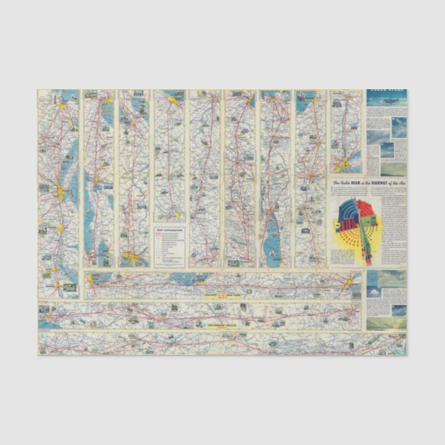 Verso American Airlines system map Tissue Paper (Front)