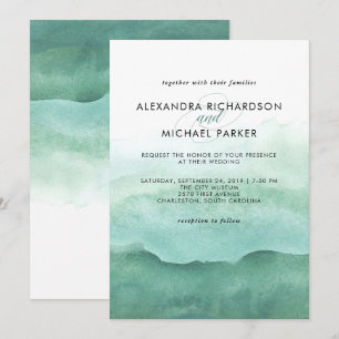 Vert aquarelle Faire-part de mariage