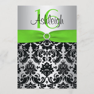 Vert, argent, invitation noire du bonbon 16 à