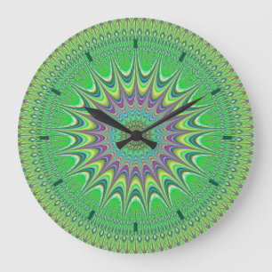 Vert Art Abstrait Mandala Design Horloge murale