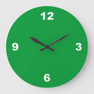 Vert avec grand nombre blanc horloge murale