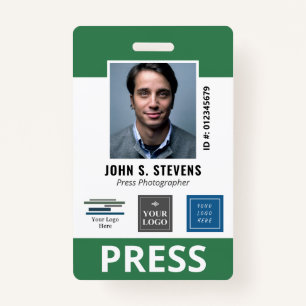 Vert Blanc 3 Logos Presse ID Badge