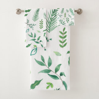 Vert blanc Aquarelle Feuilles botaniques
