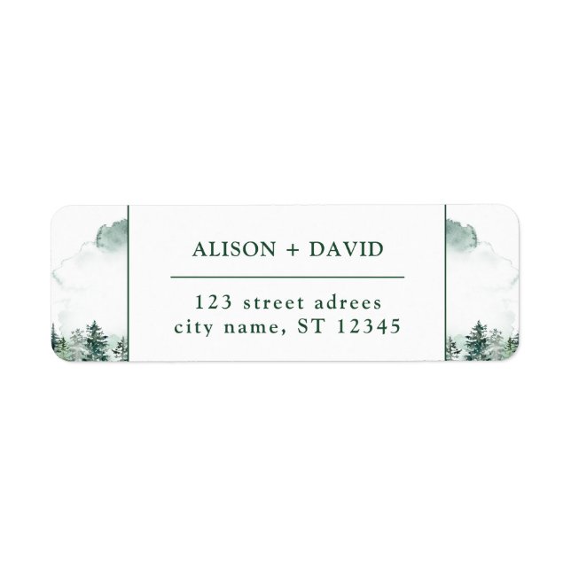 Vert blanc Aquarelle Pine Trees Mariage forestier (Devant)