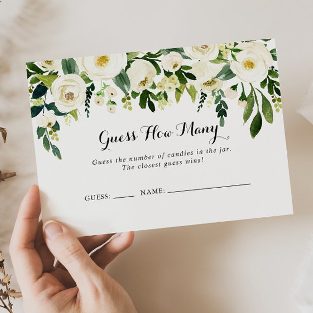 Vert Blanc Floral Devinez Combien De Carte De Jeu (Créateur téléchargé)
