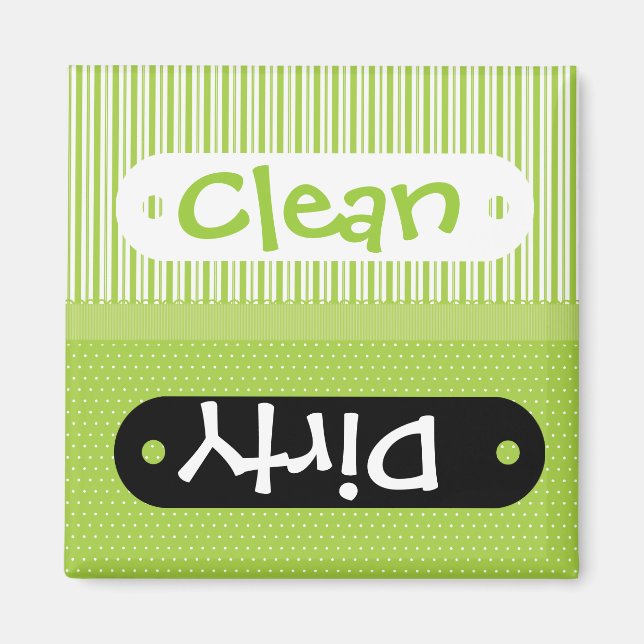 Vert Blanc Motifs Clean Lave-vaisselle Magnet (Devant)
