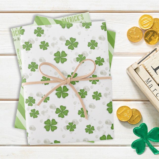 Vert blanc quatre feuilles Motif personnalisé (Créateur téléchargé)