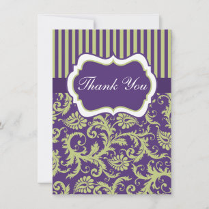 Vert, Blanc, Violet Carte de remerciements Damas