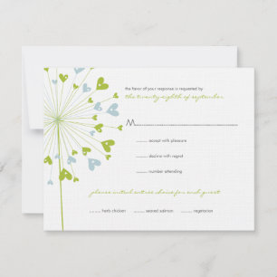 Vert bleu Dandelion Fleurs Aimer carte RSVP
