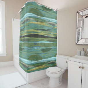 Vert bleu et gris Art moderne Douche rideau