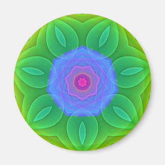 Vert bleu fractal Mandala Star Fridge Magnet