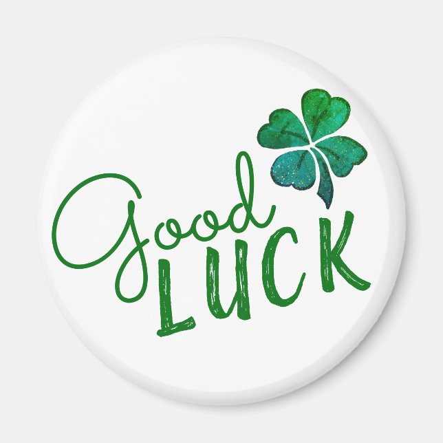 Vert Bonne chance Quatre feuilles Clover Magnet Sh (Devant)