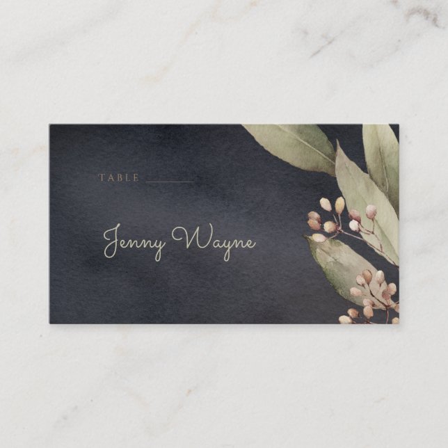 Vert botanique foncé Carte d'escorte rustique vint (Devant)