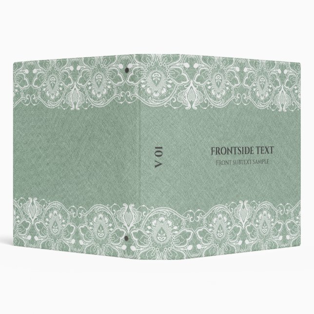Vert Burlap Linge Look & White Lace 3 Classeur ann (Arrière-plan)